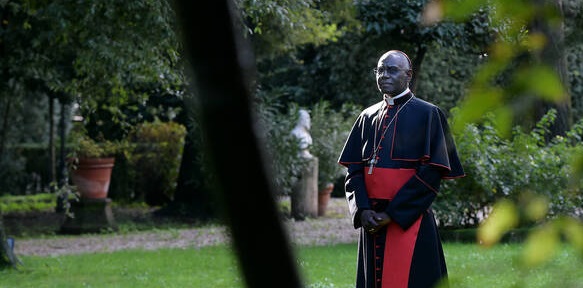 Cardinal Robert Sarah of Guinea at Villa Bonaparte in Rome, Italy on December 6, 2014. He is the prefect of the Congregation for Divine Worship and the Discipline of the Sacraments. Highest authority on liturgical matters in the Church he recently appealed to the priests to face East during their liturgical celebrations.He is the author of the books God Or Nothing: A Conversation On Faith and La Force Du Silence (in French). The cardinal from a remote African village has become a standard bearer for Catholic orthodoxy and has emerged as a serious papabile.  Photo by Eric Vandeville/ABACAPRESS.COM  | 574229_002 Rome Vatican Vatican (or Holy See)